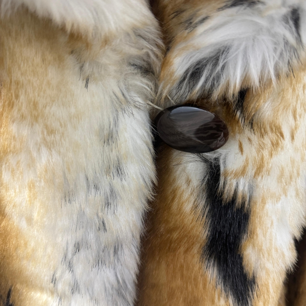 Pamela McCoy Faux Lynx Bobcat Fur Coat, Elegant Faux Fur Coat Vegan Sz Large - Picture 8 of 17